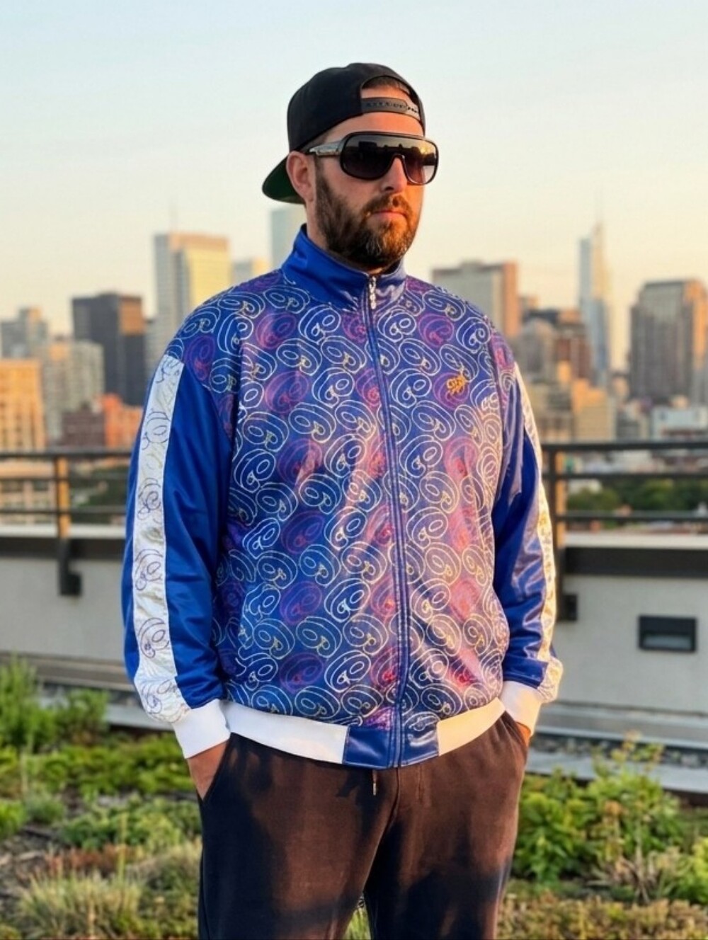Gino Green Global Zip Up Hip Hop 80's 90's Retro Vintage Sweatshirt Jacket